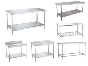 Nhà Hàng nhà bếp thiết bị nhà bếp đảo bảng ngũ giác bàn làm việc có thể điều chỉnh bàn làm việc với backsplash cho hội thảo - Product Image 6