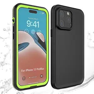 For iPhone 15 Pro TPU PC PET 3m Underwater Protection Waterproof Phone Cover IP68 Waterproof Diving Case