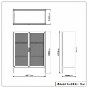 Credenza Moderna in Rete Metallica, Mobile Buffet con 8 Colori, Gambe Alte, Compatibile con Robot Aspirapolvere, 800x400x1015mm, per Soggiorno - Product Image 3