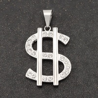 Pendentif en acier inoxydable plaqué or 18 carats, motif dollar classique avec zircons, style streetwear hip-hop