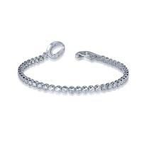 Gelang Tenis Lapisan Emas Putih Kirin 4mm Potongan Bulat CZ Berlian Lapisan Rhodium Gelang Tenis OEM ODM