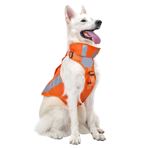 잡아 손잡이와 접이식 칼라와 빛 반사 쿨 메쉬 짧은 오렌지 개 조끼 - Product Image 3