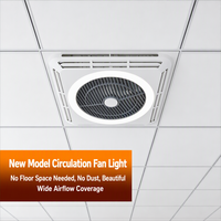 Ventilador de Techo Empotrado de 60x60cm con Luz LED de Anillo, 30W, 6 Velocidades, Control Remoto Gradual para Oficina, Hotel, Interior