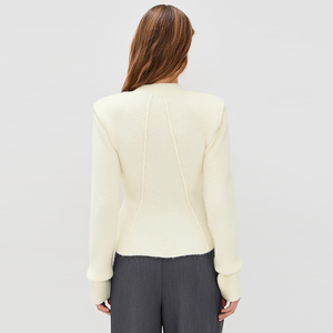 Maglione invernale 2026 nuovo, aderente, in <span class=keywords><strong>lana</strong></span>, lavorato a mano, con cappuccio, girocollo, a maniche lunghe, da donna - Product Image 2