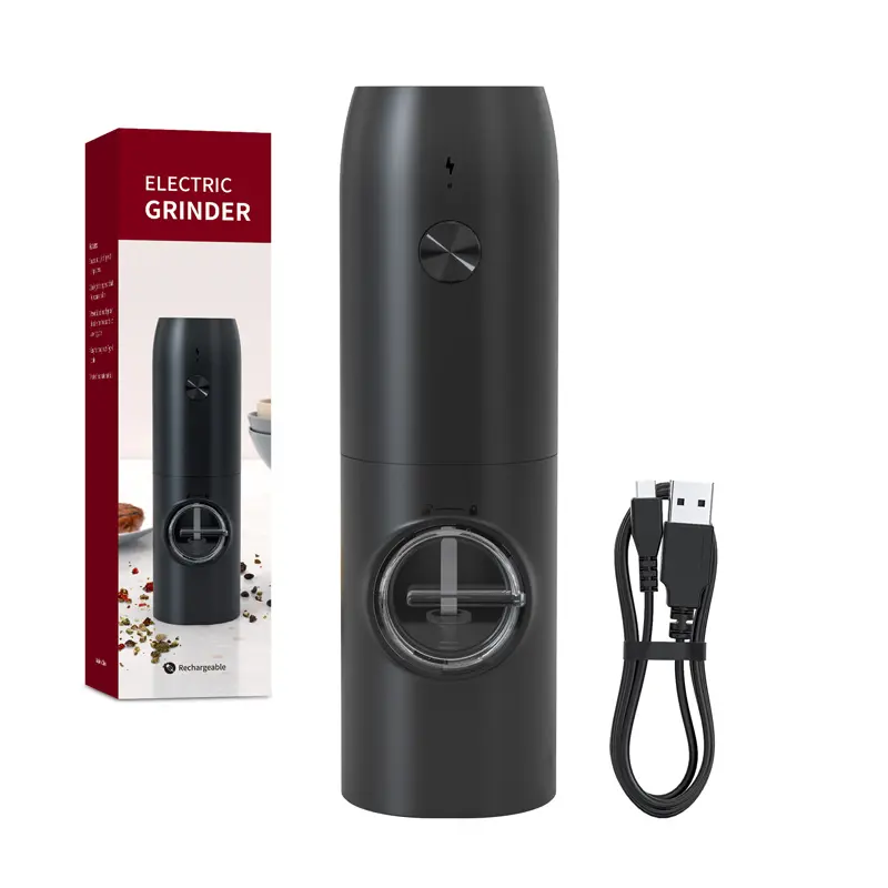 Wholesale USB rechargeable Electric Salt and Pepper Grinder automatic pepper mill with LED light