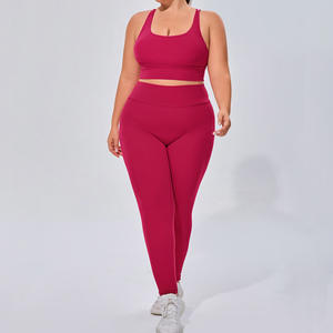 Conjunto Deportivo para Mujer Talla Grande, Ropa de Yoga Transpirable de Alta Elasticidad, Conjunto de Dos Piezas de Brasier y Leggings para Yoga - Product Image 5
