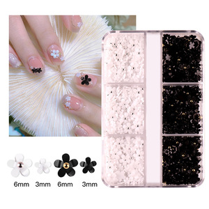 6 Grilles 3D Acrylique <span class=keywords><strong>Fleur</strong></span> Nail Pièces Décoration Mixte Acier Perles Gemmes Charmes Kawaii Nail Supplies Nail 3D Accessory Kit - Product Image 4