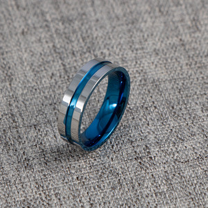 Stainless Steel Cross <b>Ring</b> Blue Geometric Design Unisex Fashion Jewelry SA1050 - Product Image 4