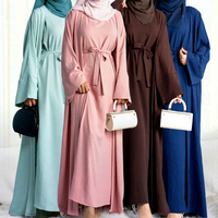 Robe Abaya à manches trompette pour femmes arabes musulmanes du Moyen-Orient, Dubaï, couleur unie, printemps et automne