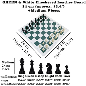 便携式国际象棋套装 儿童国际象棋时钟 棋子高6.5厘米 34厘米 绿白格纹棋盘 单棋盘版 说明书 - Product Image 1
