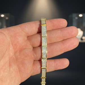 Bracelet Hip Hop de Luxe Plaqué Or 18K avec Moissanite, Coupe Brillante, Sertissage en Canal, Maillons Géométriques, Unisexe, pour Usage Quotidien, Cadeau, Fête - Product Image 3