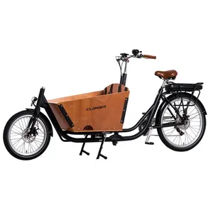 Bici elettrica cargo 2 ruote box anteriore bicicletta con 2 seggiolini per bambini per la consegna <span class=keywords><strong>bakfiets</strong></span> EU market - Product Image 3