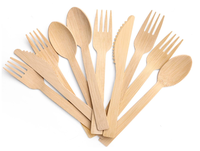 100% ensemble de couverts jetables en bambou naturel-pour les mariages, y compris couteau, cuillère et fourchette