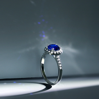 Bague en argent avec charme, ton bleu, or blanc, zirconium rond, saphir, bijoux exclusifs pour femmes, hautement appréciés par Dylam