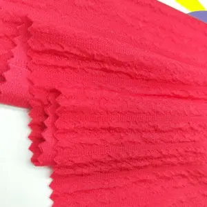 New fabric Polyester stretch crepe knit tricot jacquard fabric for fashion women cloth