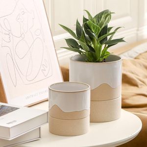 Vaso Autoirrigante in Ceramica da 8/6/4,5 Pollici con Foro di Drenaggio e Serbatoio d'Acqua <span class=keywords><strong>per</strong></span> <span class=keywords><strong>Piante</strong></span> da Interno ed Esterno - Product Image 2