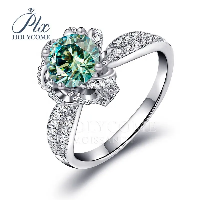 Holycome harga grosir perhiasan halus untuk cincin wanita 925 perak murni Moissanite/cincin zirkon cincin K putih pertunangan cincin kawin