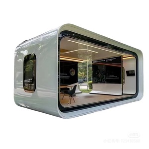 Cabine mobile en verre, maison en verre trempé, toit en arc, design minimaliste, bureau à domicile, installation facile - Product Image 1