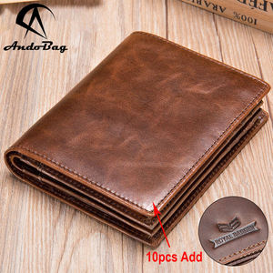 กระเป๋าสตางค์ AndoBag แบบสั้นสำหรับผู้ชาย ป้องกัน RFID  ใส่บัตรได้ หนังวัวแท้ กระเป๋าเงินวินเทจแบบพับสามตอน รุ่น 7333 - Product Image 1