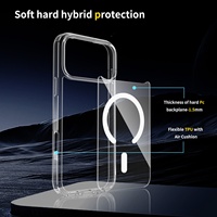 Coque de téléphone antichoc en PC rigide magnétique puissant N52 transparente anti-jaunissement pour iPhone 17 16 15 14 13 12 Pro Max Plus