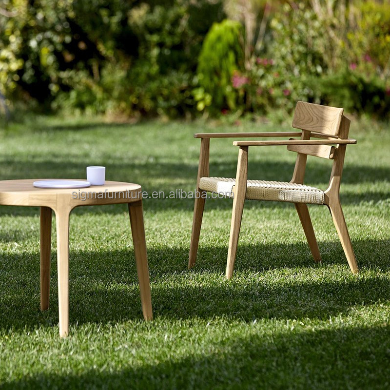 New Arrival Outdoor Living Furniture Natural Teak Solid Wood Small Lounge Chair Armchair Cheap Chair