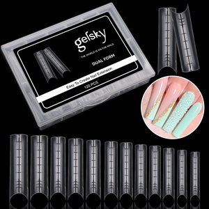 Gelsky-<span class=keywords><strong>Moldes</strong></span> franceses de doble sistema, formas de uñas de doble forma cuadrada, de plástico, 120 Uds. - Product Image 1