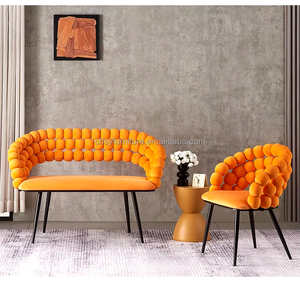 Sillón de Comedor con Patas de Metal Dorado, Tapizado en Tela de Terciopelo, para Interiores, Restaurante, Sala de Estar, Sofá - Product Image 1