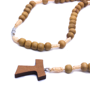 Collares cruzados de madera cortos hechos a mano con <span class=keywords><strong>Rosario</strong></span>, suministros religiosos con cuentas de moda para oración, venta al por mayor - Product Image 4