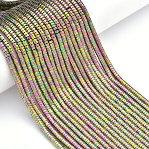 Cuentas de hematita de piedra natural planas circulares y espaciadas sueltas galvanizadas para la producción de joyas - Product Image 4