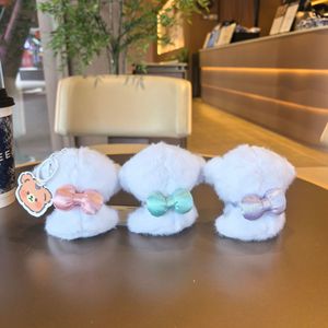 HECION Llavero de Peluche de Perrito con Lazo de 9cm, Adorable Muñeco de Peluche de Perro Pequeño para Parejas, Colgante para Mochila, Decoración, Regalo - Product Image 4