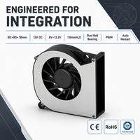 Ventilateur DC à haute pression statique 80 mm 12 V 2200 tr/min, ventilateur turbo sans balais pour le refroidissement des armoires de serveurs et des réseaux