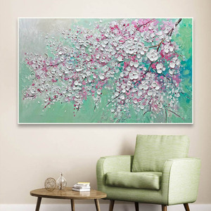 Abstract Gold Tree Flower paesaggio tela pittura a olio moderna 3D coltello floreale grande <span class=keywords><strong>Poster</strong></span> stile Texture fatto a mano <span class=keywords><strong>soggiorno</strong></span> - Product Image 3