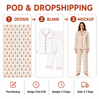 Pyjama personnalisé de Noël Bohème Or Arbre Col Cranté en Satin Ensemble de Vêtements de Nuit en Polyester pour Femme POD MOQ 1PC Dropshipping
