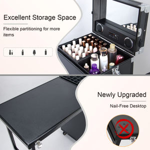 KONCAI 最新 カスタマイズ ネイルテーブル ローリング ネイルポリッシュ収納ケース サロン マニキュアデスク アルミトロリー ネイル技術者用テーブル - Product Image 6