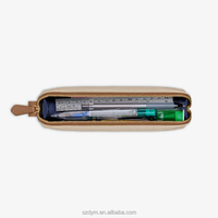 Étui à crayons personnalisé en cuir PU avec fermeture éclair Étui à stylo élégant pour sac à cosmétiques Pochette de rangement pour pinceaux de maquillage
