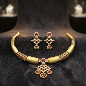 สร้อยคอประดับอัญมณีทำจากหินทับทิมและโฆษณาสีทอง14K 18K 24K เครื่องประดับดีไซน์แบบตะวันตก - Product Image 5