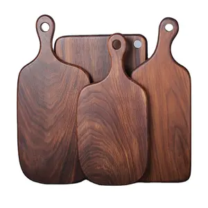 Groothandel Multi-Specificatie Keuken Gepersonaliseerde Custom Zwarte Walnoot Acacia Hout Bamboe Snijplank Met Handvat