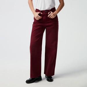 <span class=keywords><strong>Pantaloni</strong></span> Larghi a Vita Alta <span class=keywords><strong>Bordeaux</strong></span> da <span class=keywords><strong>Donna</strong></span> Vestibilità Comoda Casual Streetwear Moda Colore Rosso Jeans Lunghezza Intera - Product Image 2