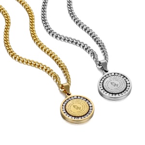 Hot Selling Fashion Solid Gold <b>Necklace</b> 316L Stainless Steel Hand Pendant Crystal <b>Necklace</b> <b>for</b> <b>Men</b> Women - Product Image 3