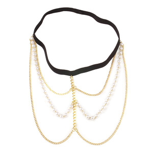 โซ่คล้องขาผู้หญิง ประดับมุกเทียม หลายชั้น โซ่ทอง แฟชั่นสำหรับงานปาร์ตี้ เครื่องประดับร่างกาย เชือกยางยืด อุปกรณ์ตกแต่ง - Product Image 5