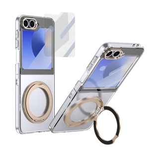 Custom Magnetic Clear <b>Phone</b> Case for Samsung Z Flip 8 7 6 5 4 3 With 360° Stand Front <b>Screen</b> <b>Protector</b> Shockproof Hard Cover - Product Image 1