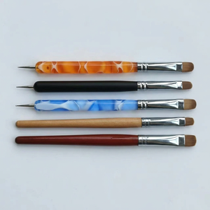 Pinceau à ongles à pointe française en poils synthétiques Kolinsky avec manche en bois, virole sertie et stylo à pois pour usage professionnel/DIY, tailles 8-16 - Product Image 3