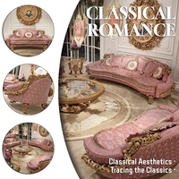 Ensemble de canapés modulaires en bois sculpté à la main de haute qualité, style classique, pour salon, mobilier d'intérieur, canapé en tissu rose de style arabe Majlis