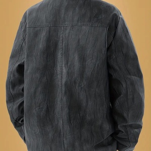 Veste décontractée tendance automne 2025, style moto rétro, en similicuir enduit, coupe carrée, col à revers, logo brodé sur le devant, fermeture éclair - Product Image 4