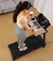 Caminadora Eléctrica Plegable para Debajo del Escritorio con Tablero de Escritorio, Inclinación Manual Ajustable, Máquina para Caminar Portátil y Compacta