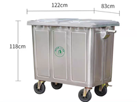 Poubelle extérieure de 1100 L, grande capacité, bac de recyclage, boîte de rangement pour la plage, les centres commerciaux, les zones résidentielles