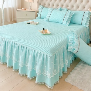 Nueva Llegada: Cubrecama Princesa con Volantes Románticos, 400 Hilos, 100% Algodón, Acolchado con Encaje, para Uso Doméstico, Sábana y Falda de <span class=keywords><strong>Cama</strong></span> - Product Image 1