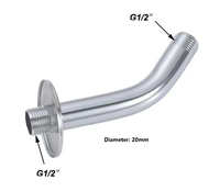 Tuyau de douche encastré moderne en acier inoxydable chromé 1/2 pouce dans le mur