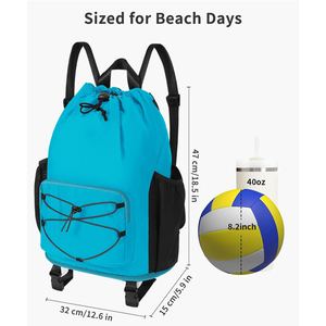 Sac de natation OEM anti-sable pour piscine, sac à dos de plage à cordon avec poche humide amovible et sangle de compression inférieure pour tapis de plage - Product Image 2