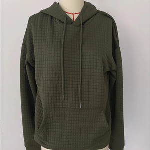 Nuevas llegadas de alta calidad para mujer con cordón de talla grande Waffle sudaderas pulóver liso de gran tamaño para mujer con bolsillo - Product Image 5